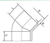 PVDF 對焊管件 45度彎頭